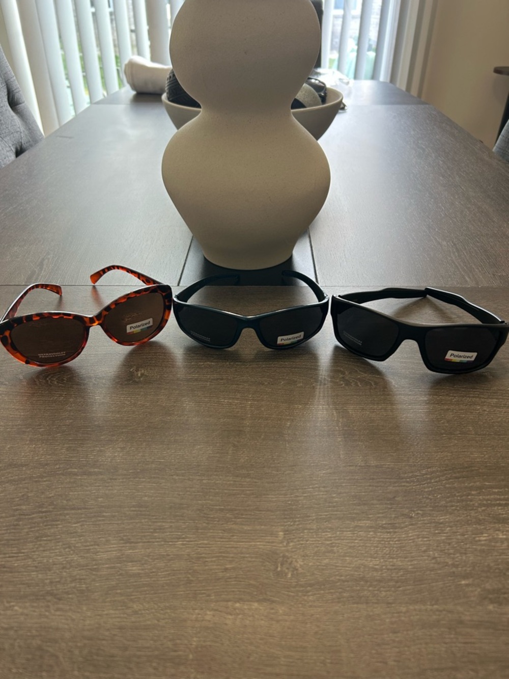 Ladies Set Of Three Polarized Sunglasses - Black, Blue & Tortoiseshell